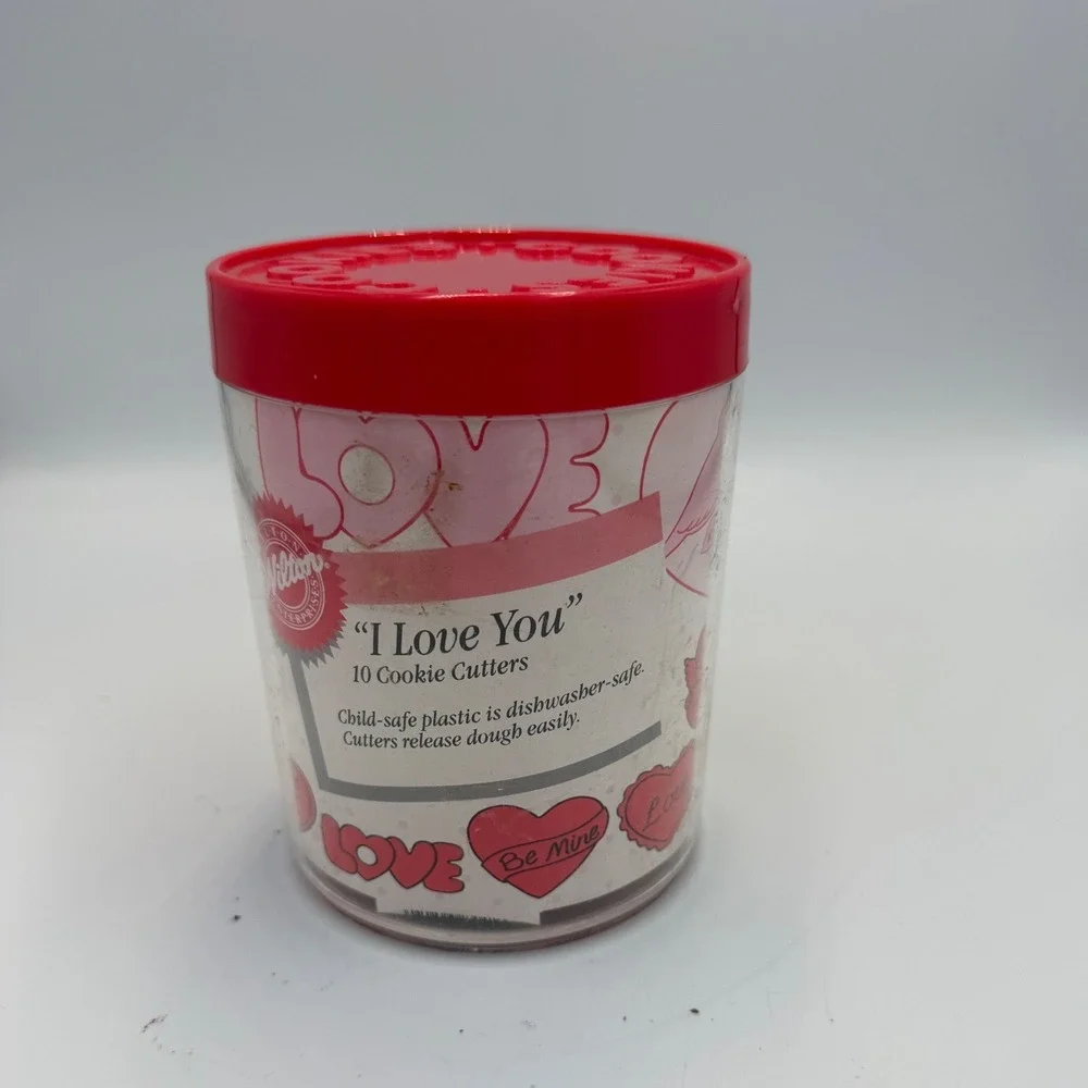 Vintage 1990 Wilton I Love You Cookie Cutters Set of 10 Valentine Heart Red